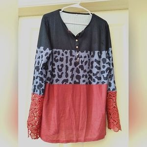 New Cheetah Lace Long Sleeve Tee
